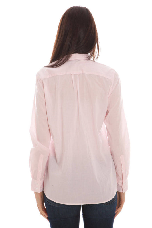 Elegant Pink Long Sleeve Italian Collar Shirt