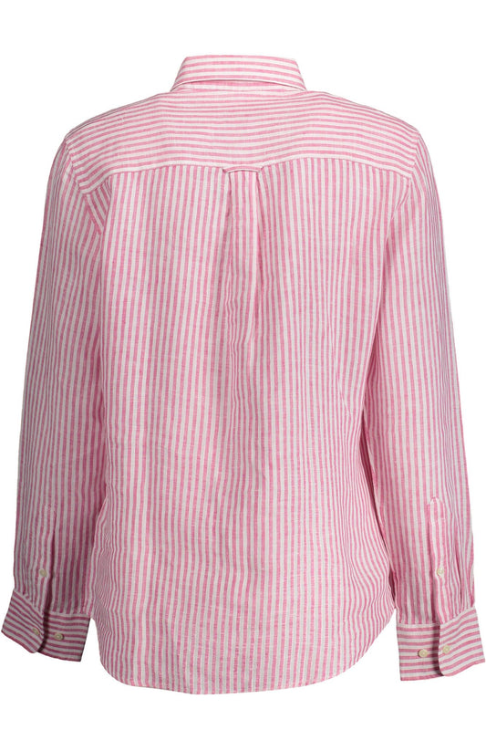 Elegant Linen Pink Long-Sleeved Shirt