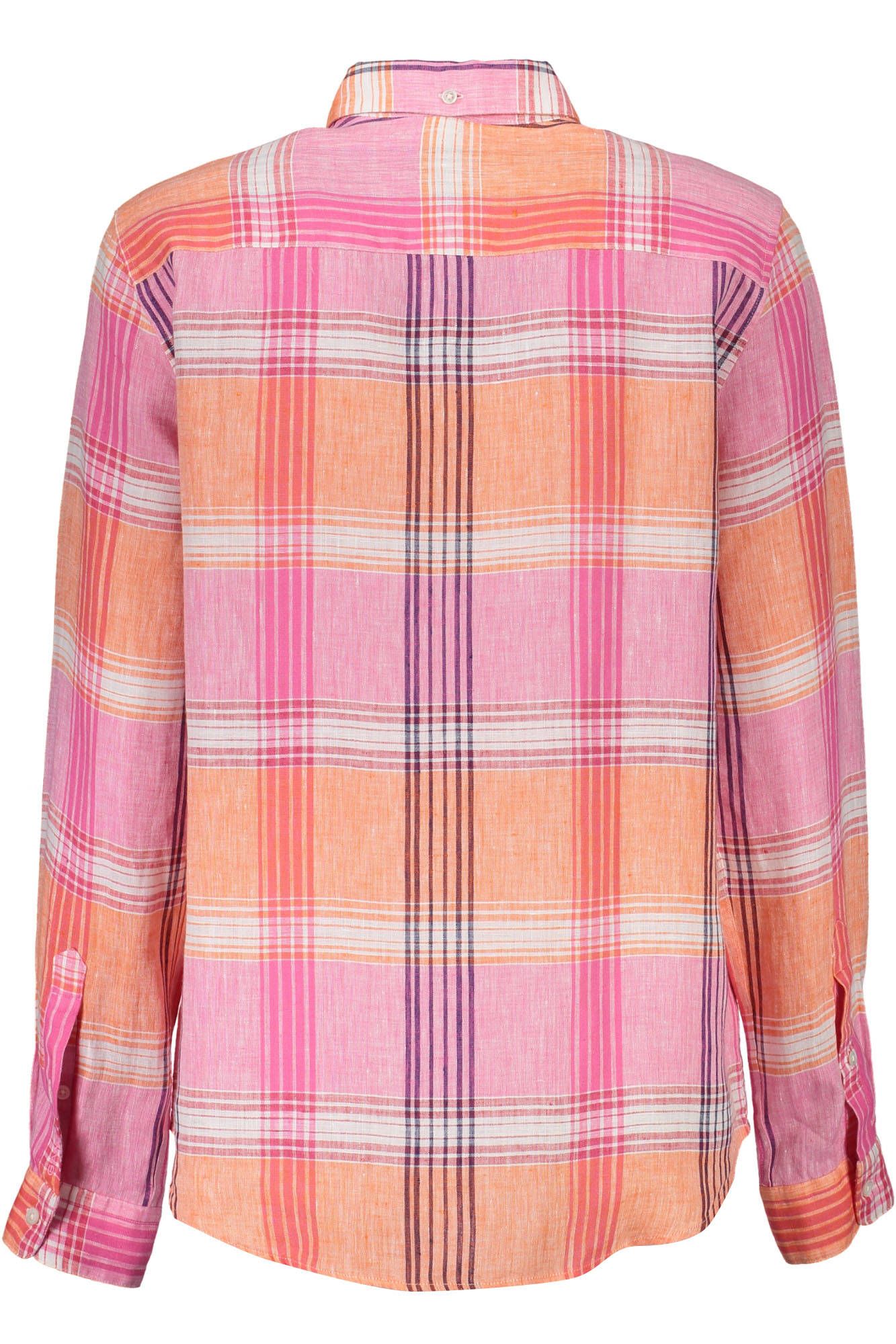 Elegant Pink Linen Long Sleeve Shirt