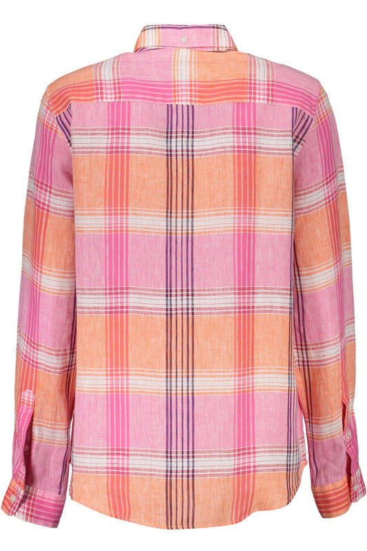 Elegant Pink Linen Long Sleeve Shirt