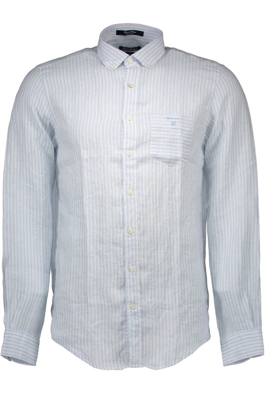 Elegant Linen Long Sleeve Light Blue Shirt