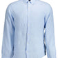 Elegant Light Blue Linen Button-Down Shirt