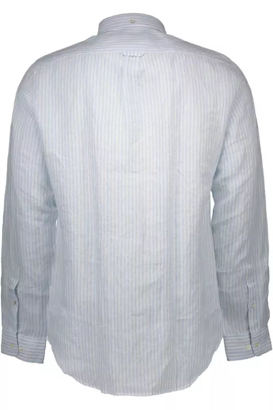 Elegant Light Blue Linen Shirt with Italian Collar