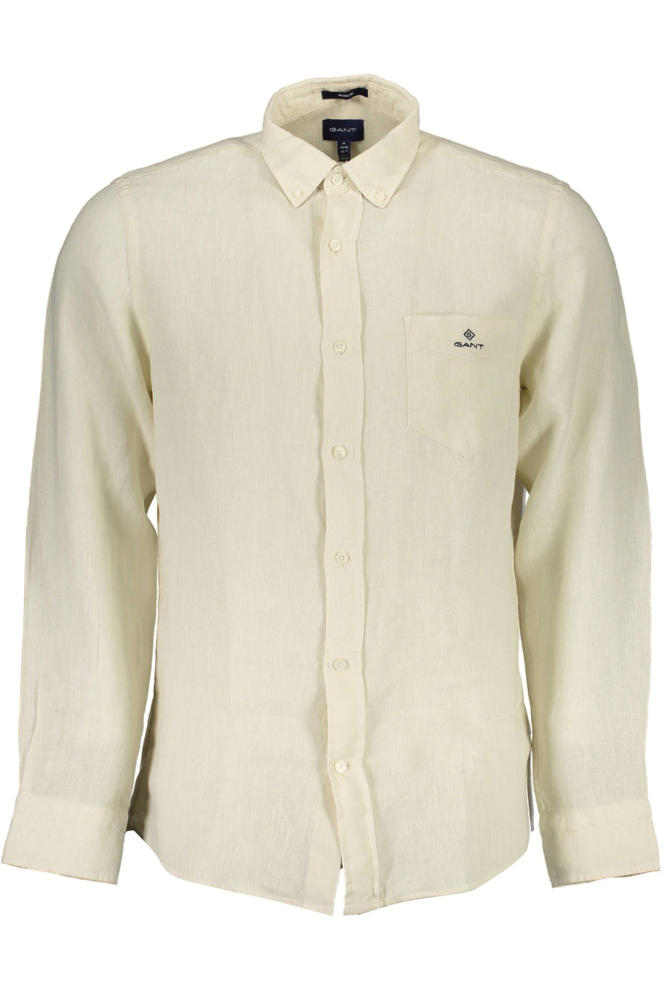 Sophisticated Beige Linen Shirt with Short Sleeves