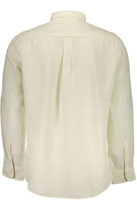 Sophisticated Beige Linen Shirt with Short Sleeves