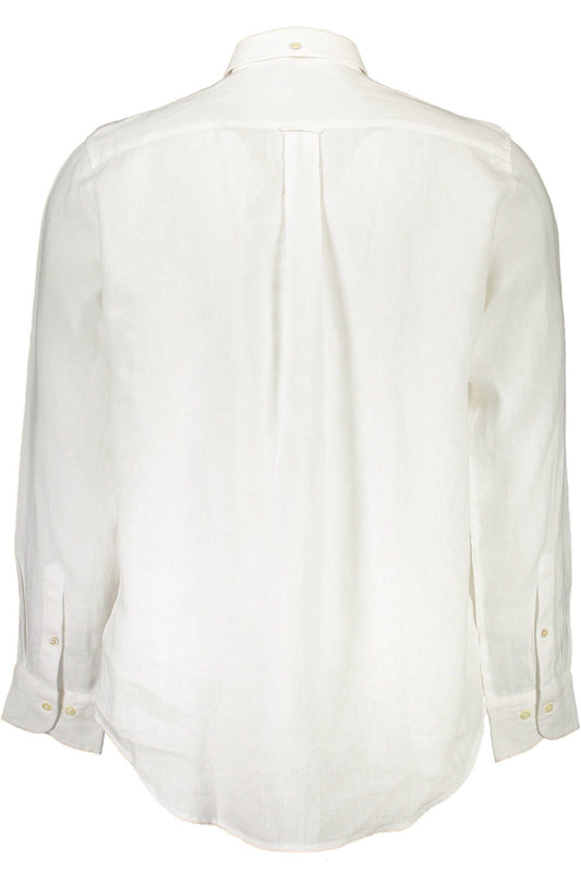 Elegant White Linen Button-Down Shirt