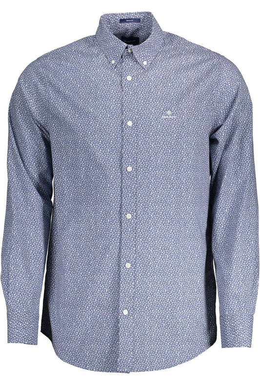 Chic Blue Cotton Button-Down Men's Shirt