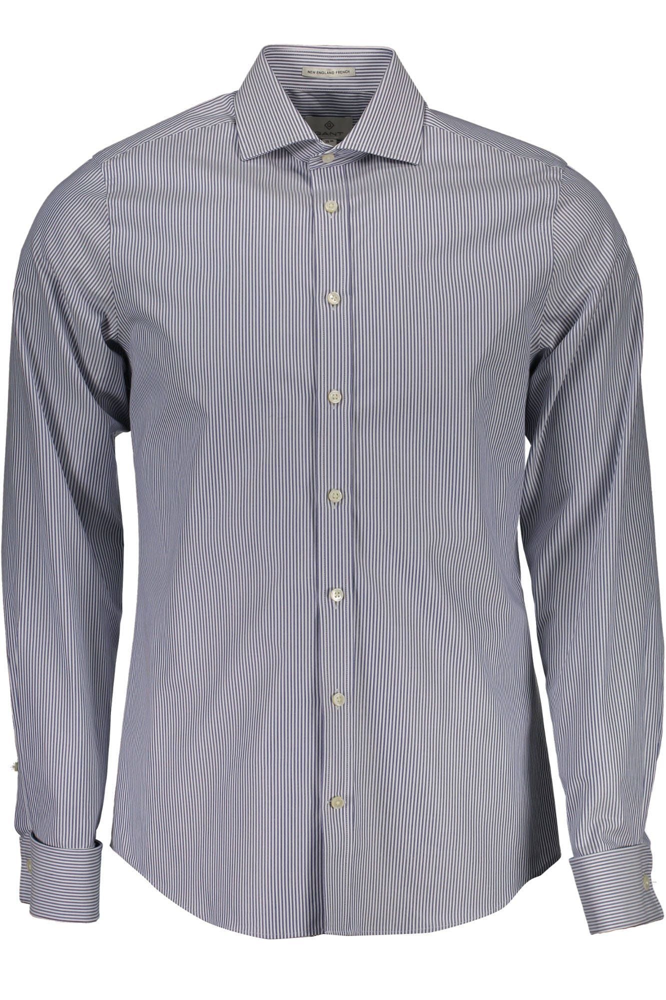 Elegant Blue Italian Collar Long Sleeve Shirt