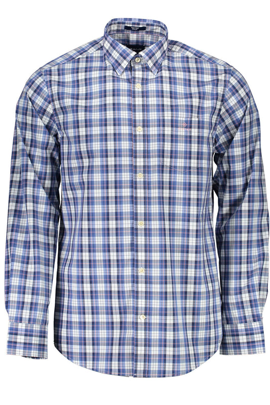 Elegant Blue Long Sleeve Cotton Shirt