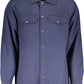 Chic Blue Cotton Padded Shirt for Men