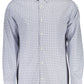 Elegant Blue Italian Collar Long Sleeve Shirt