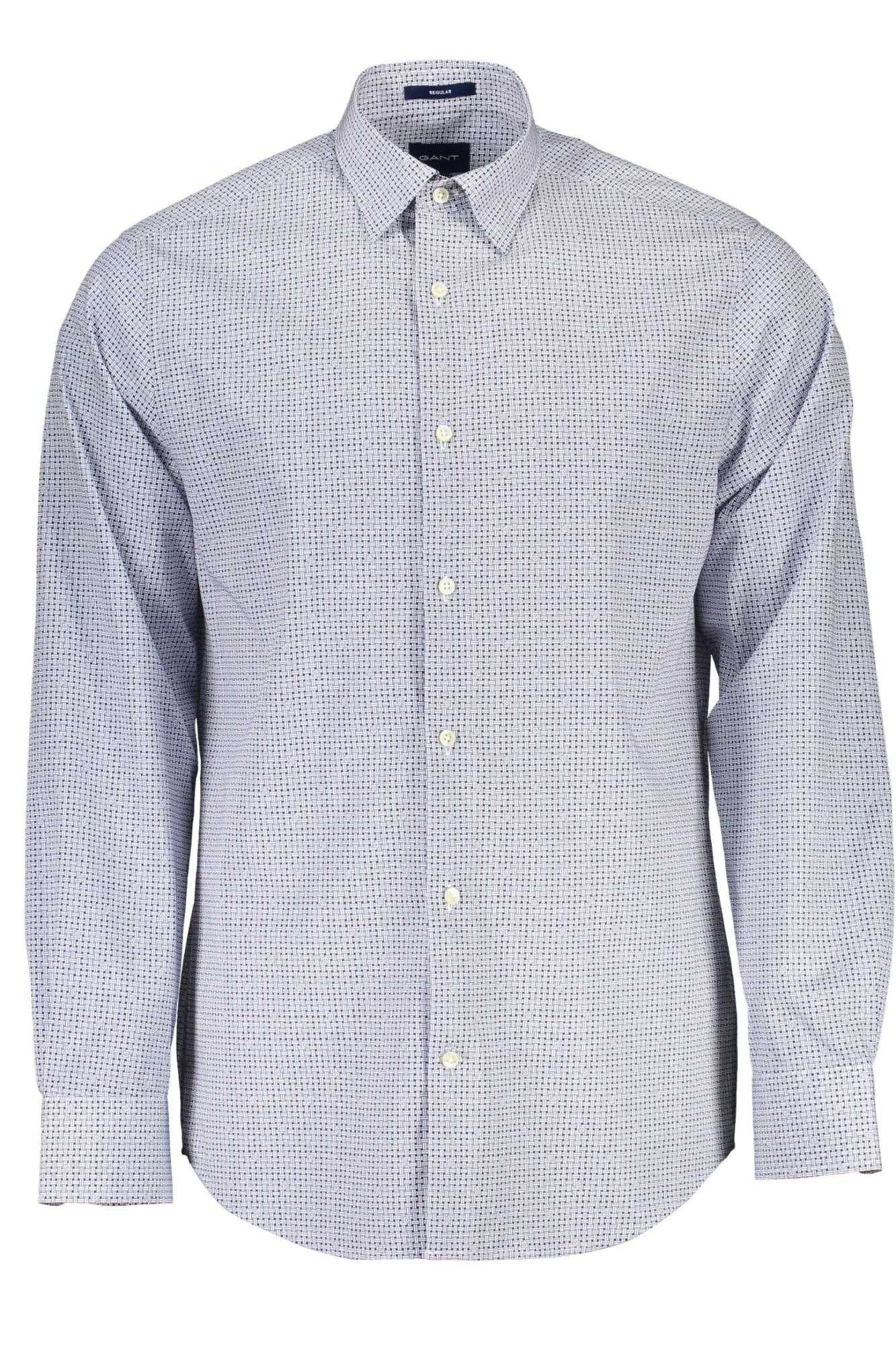 Elegant Blue Italian Collar Long Sleeve Shirt