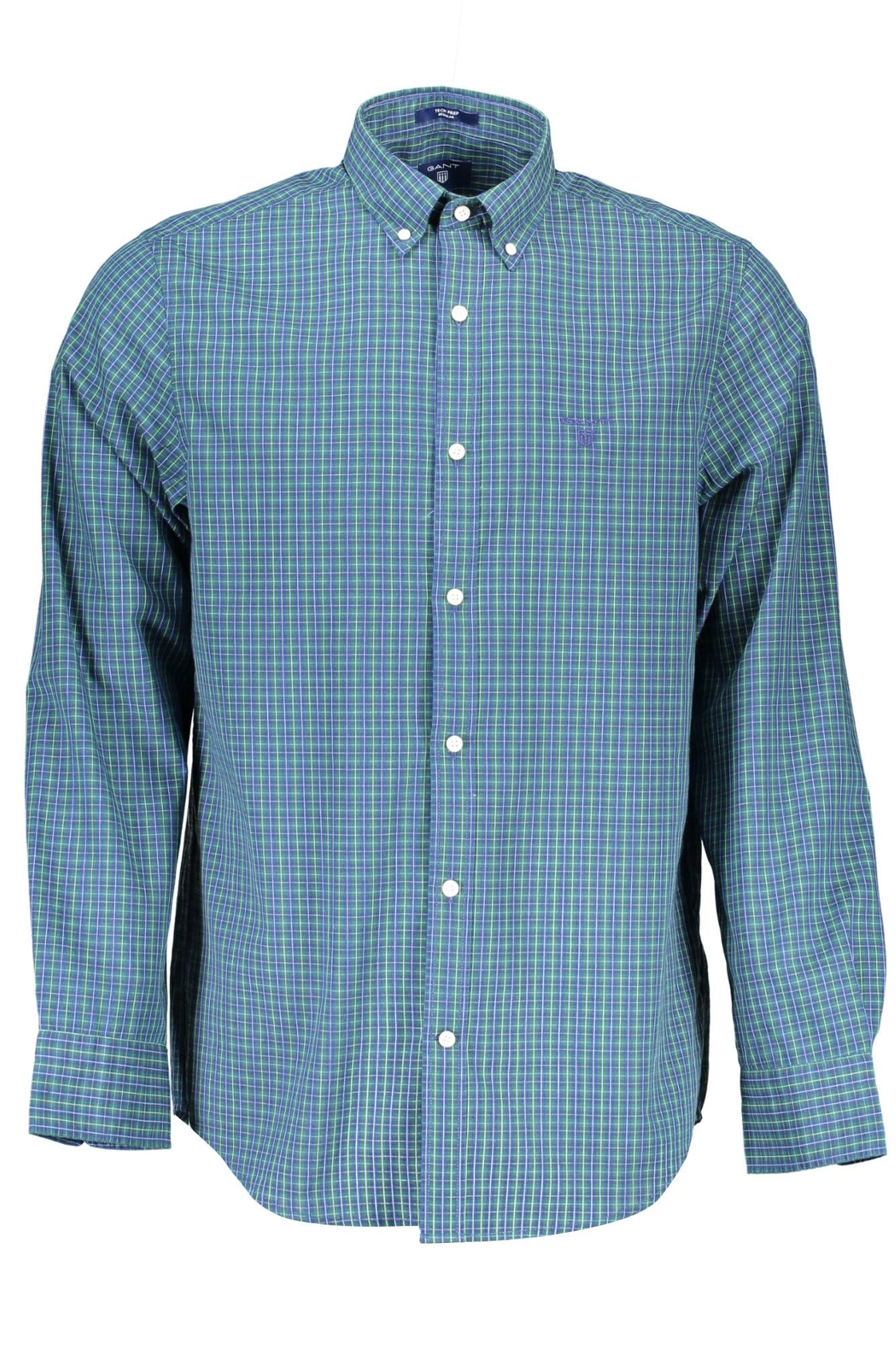 Chic Blue Cotton Long Sleeve Men's Shirt