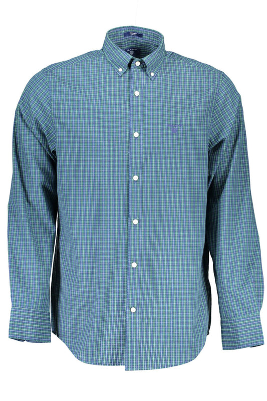 Chic Blue Cotton Long Sleeve Men's Shirt