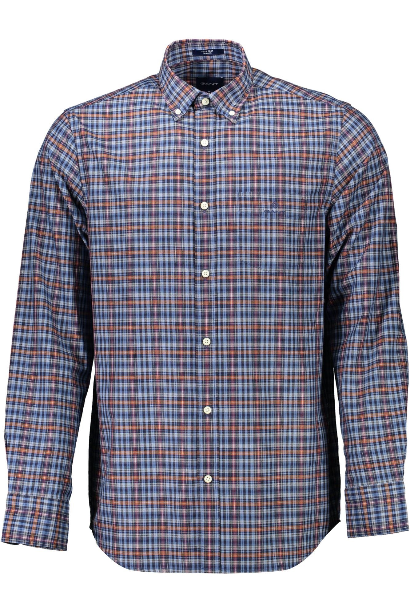 Elegant Long-Sleeved Blue Cotton Shirt