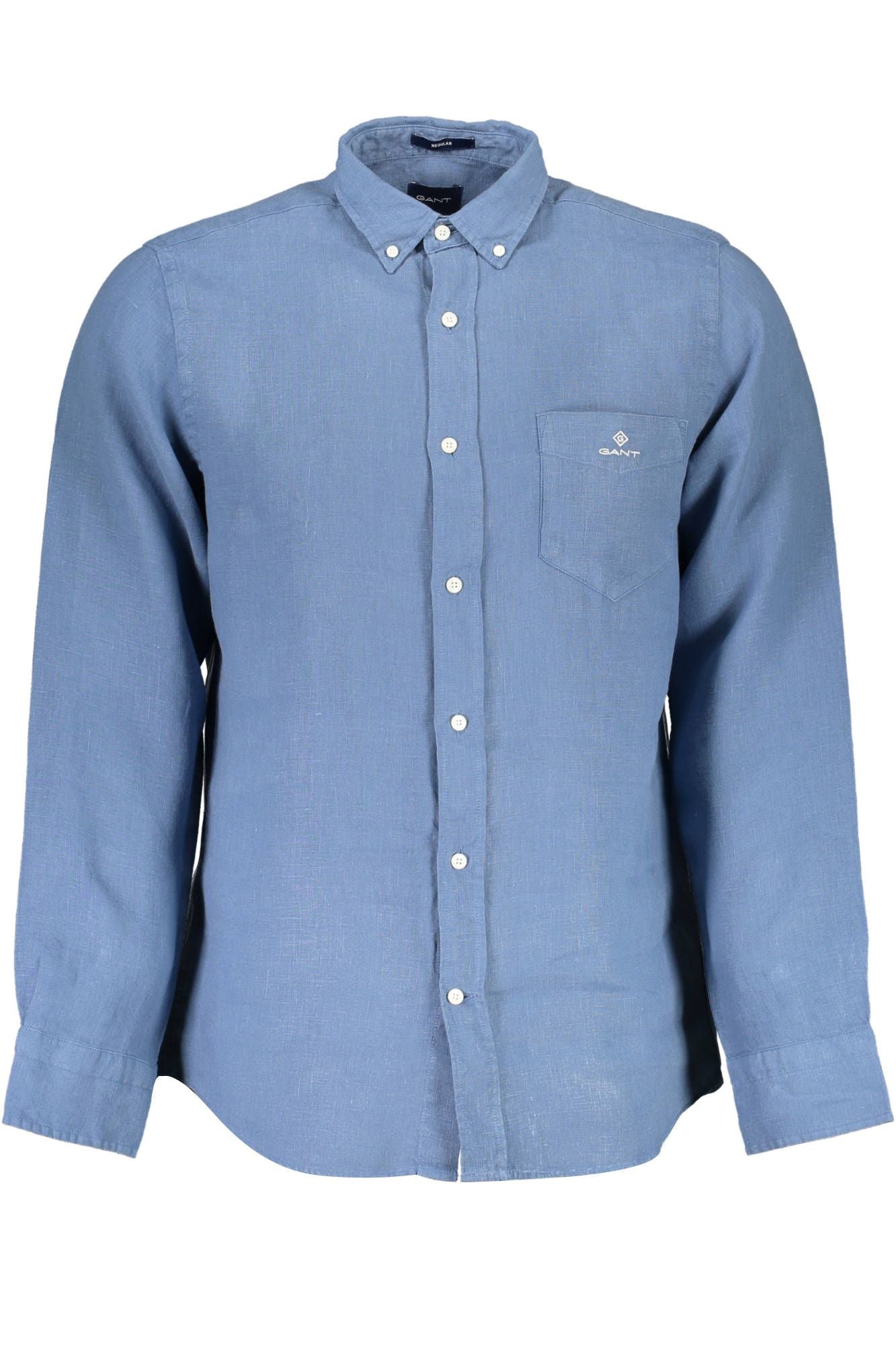 Elegant Linen Short-Sleeve Shirt in Blue