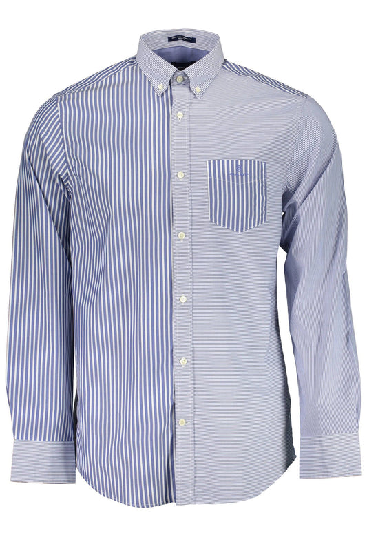 Classic Blue Cotton Shirt with Logo Detailing