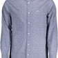 Elegant Blue Long-Sleeved Cotton Shirt