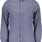Elegant Blue Slim-Fit Long Sleeve Shirt