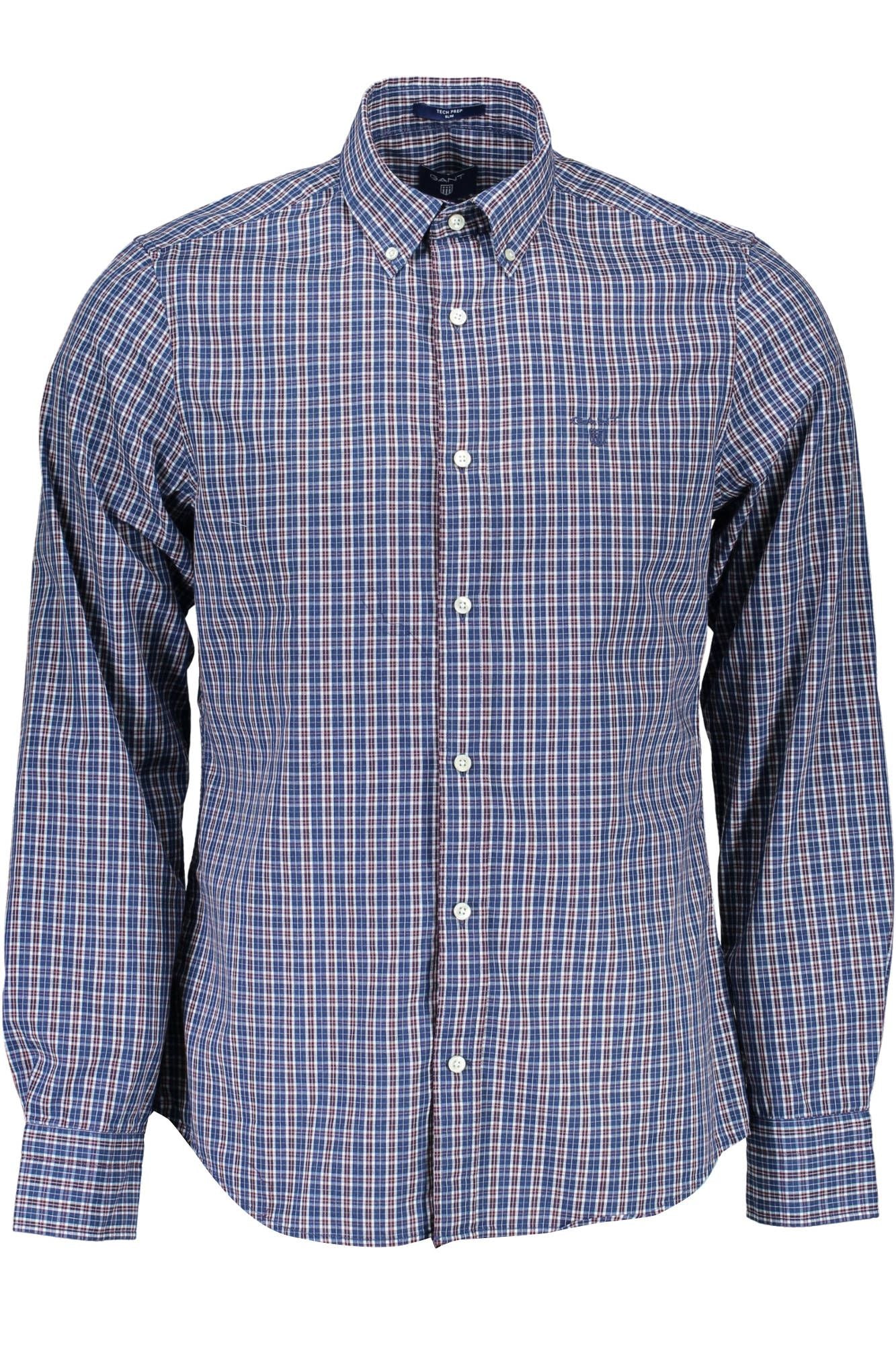 Elegant Blue Slim-Fit Long Sleeve Shirt