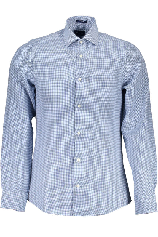 Elegant Slim-Fit Blue Long Sleeve Shirt