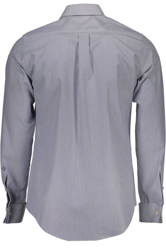 Elegant Blue Italian Collar Long Sleeve Shirt