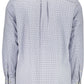 Elegant Blue Italian Collar Long Sleeve Shirt