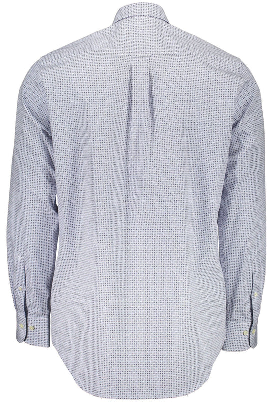 Elegant Blue Italian Collar Long Sleeve Shirt