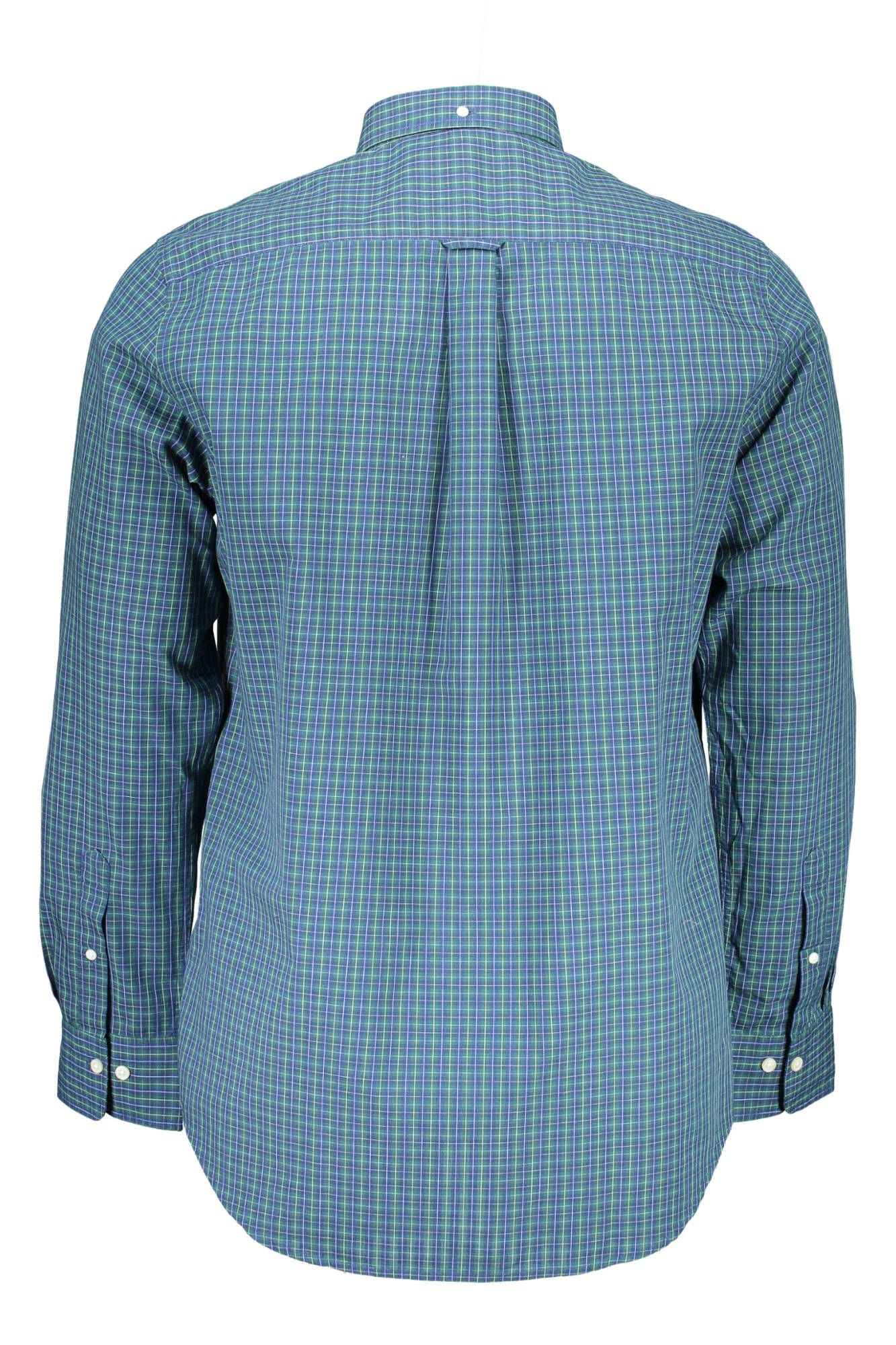 Chic Blue Cotton Long Sleeve Men's Shirt