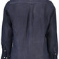 Elegant Linen Short Sleeve Shirt in Blue