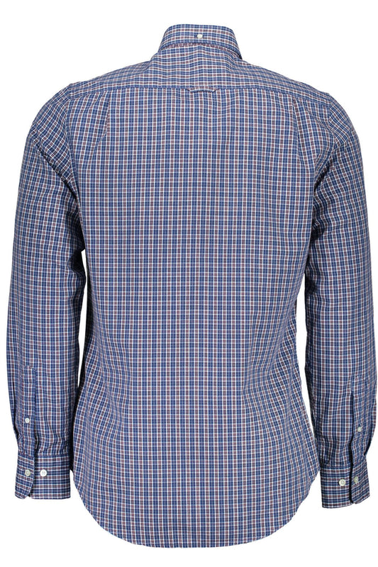 Elegant Blue Slim-Fit Long Sleeve Shirt