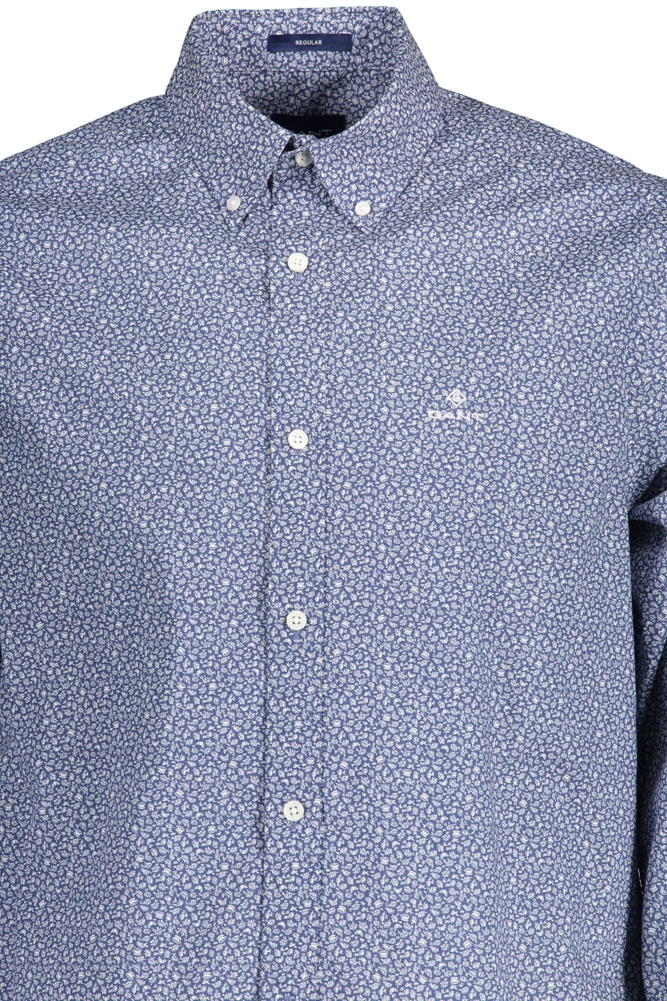 Chic Blue Cotton Button-Down Men's Shirt