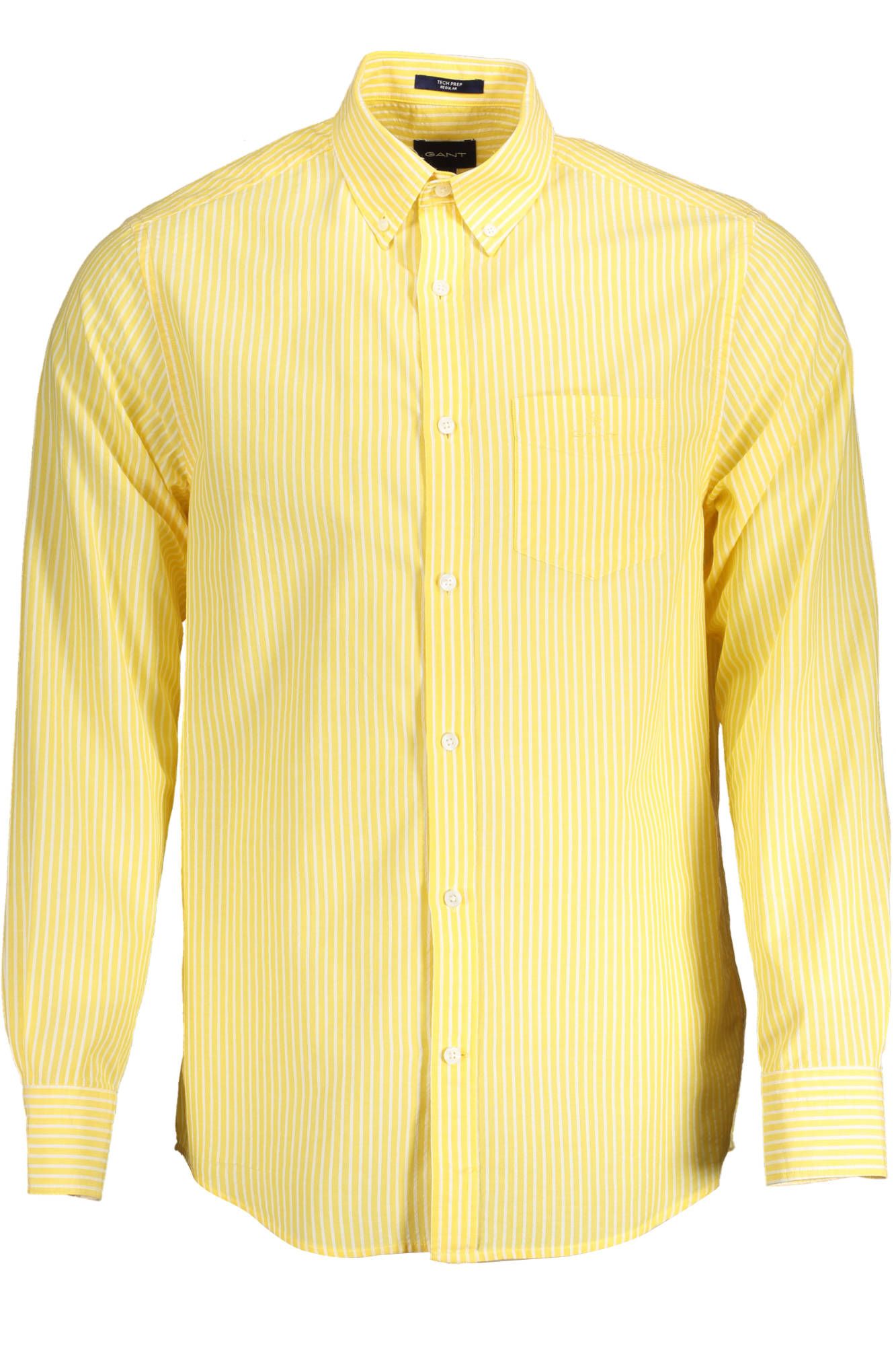 Elegant Yellow Cotton Button-Down Shirt