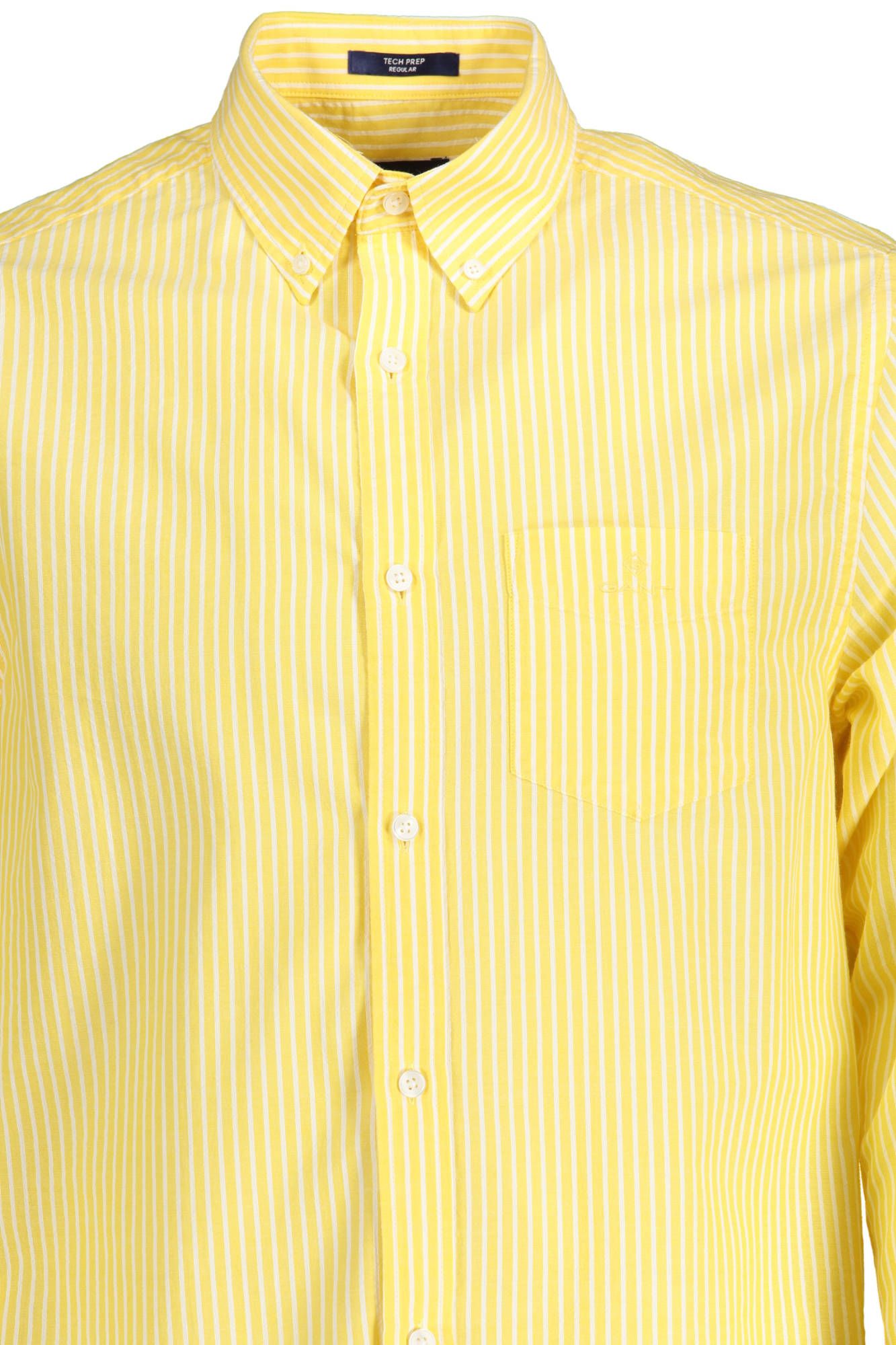 Elegant Yellow Cotton Button-Down Shirt