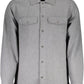 Elegant Gray Cotton Shirt with Italian Collar