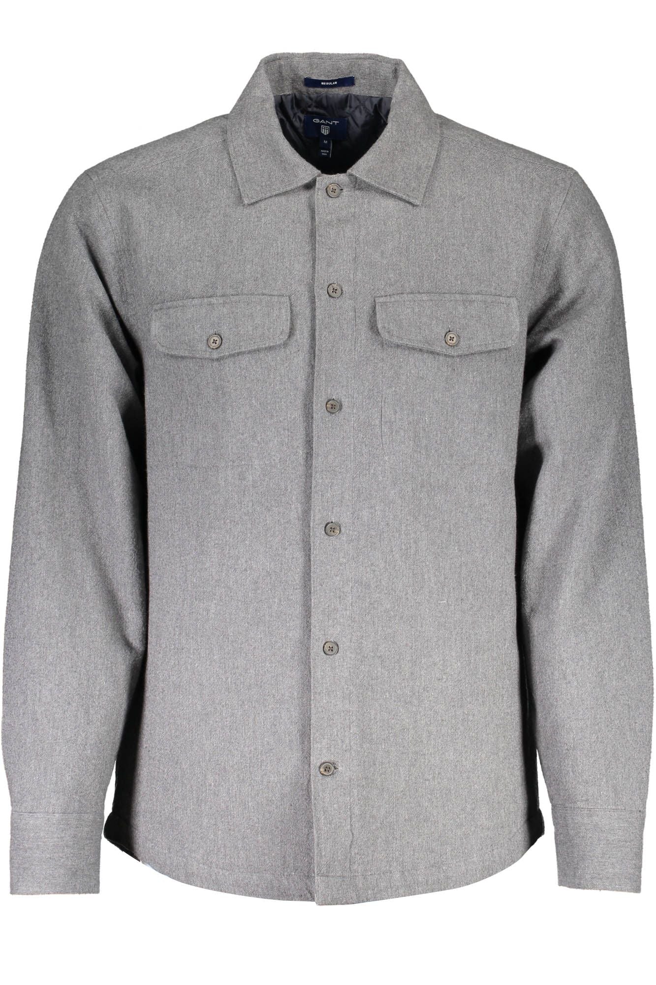 Elegant Gray Cotton Shirt with Italian Collar