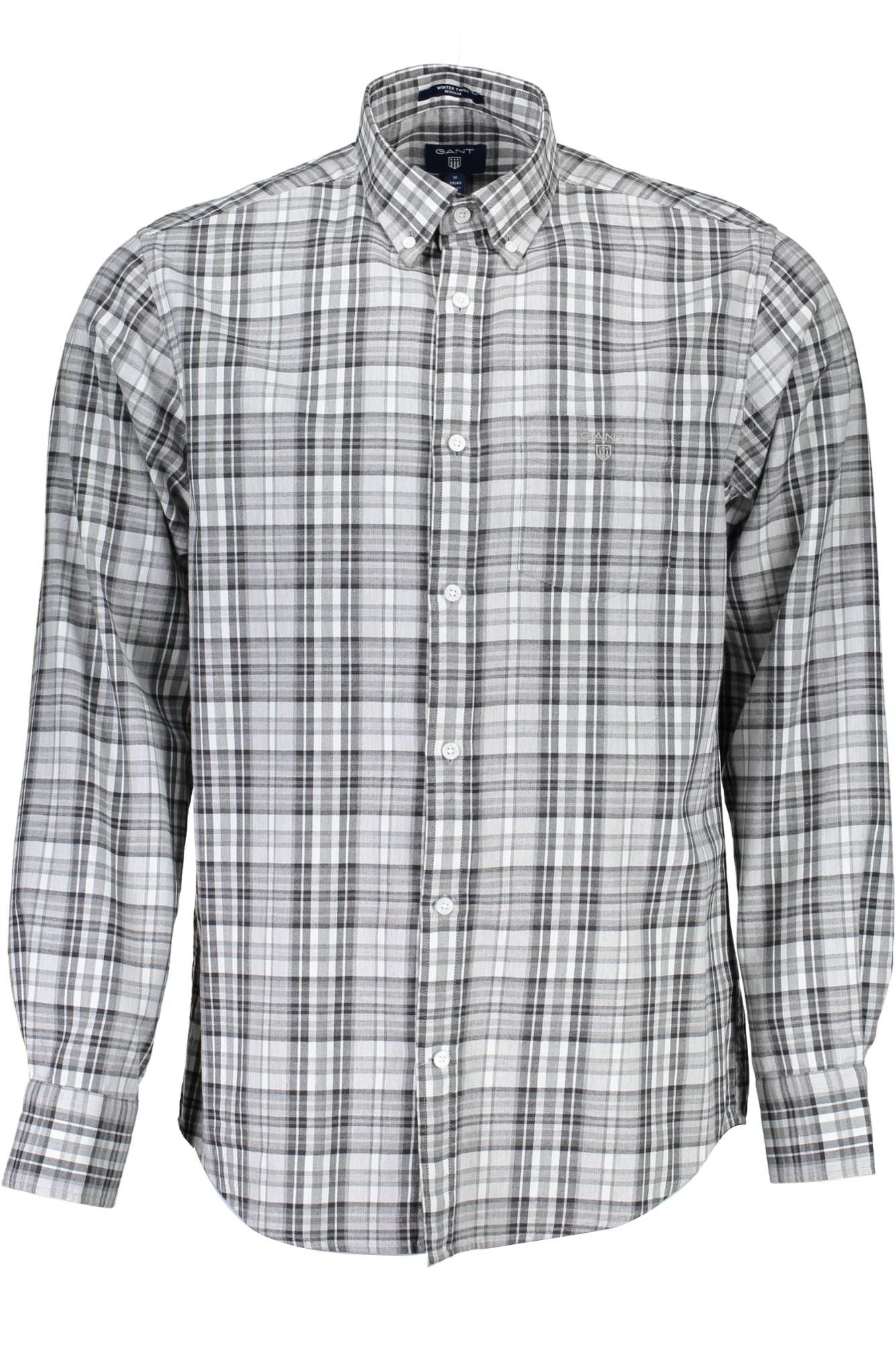 Elegant Gray Long Sleeve Button-Down Shirt