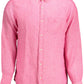 Elegant Pink Linen Button-Down Shirt