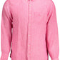 Elegant Slim Pink Linen Shirt for Men