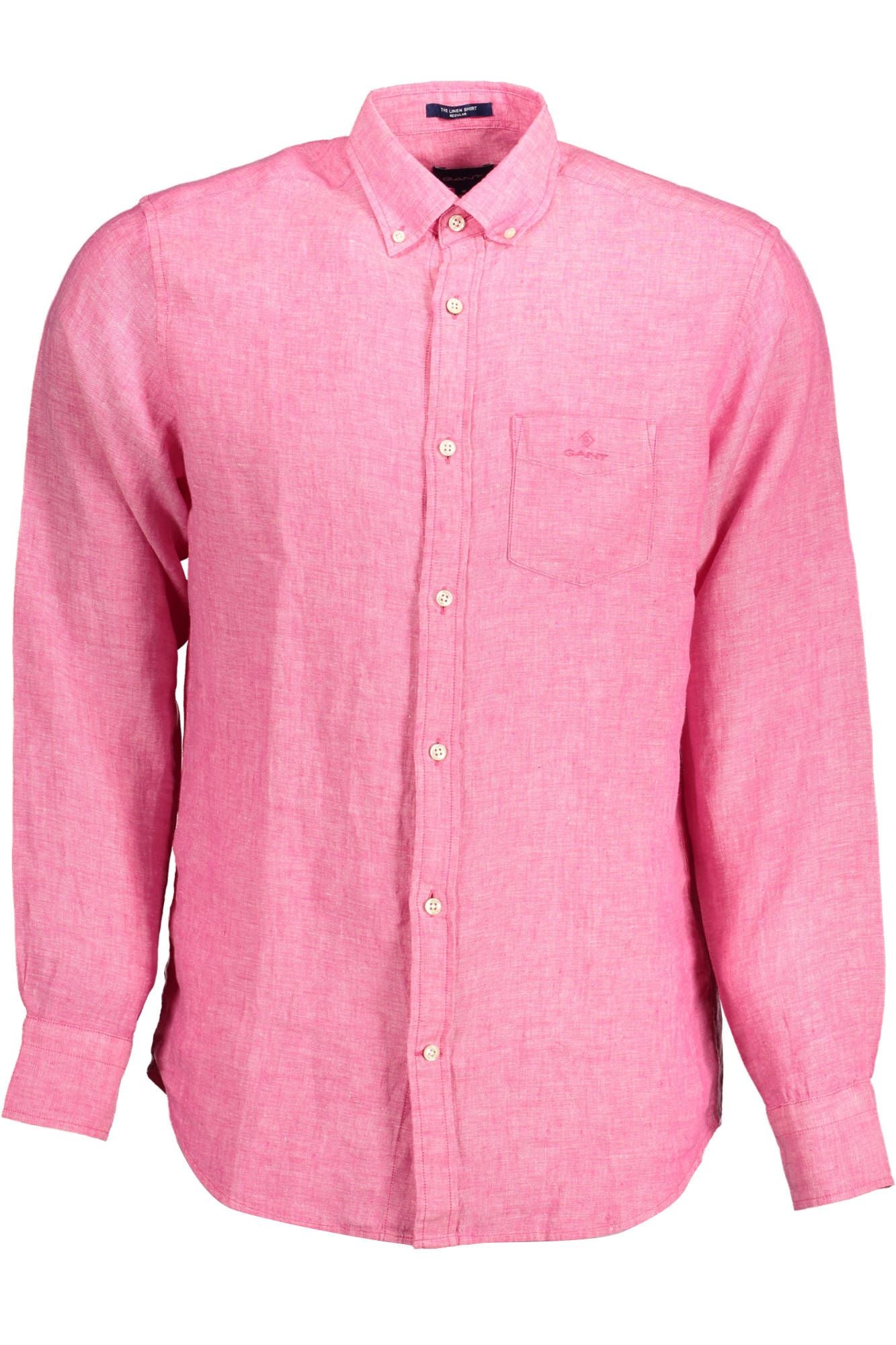 Elegant Slim Pink Linen Shirt for Men