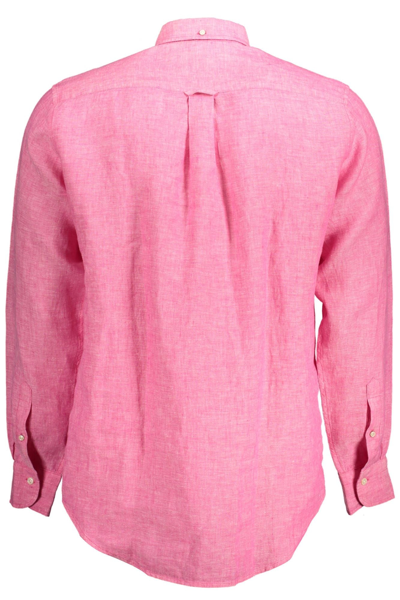 Elegant Slim Pink Linen Shirt for Men