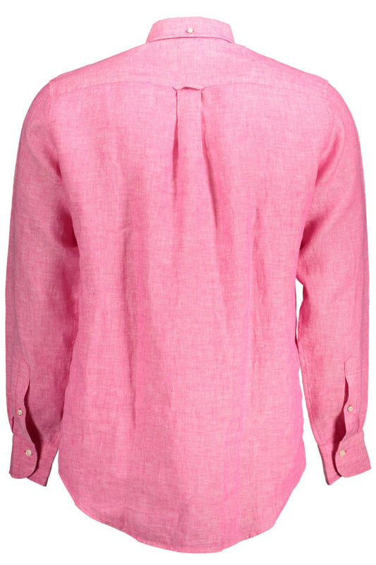 Elegant Slim Pink Linen Shirt for Men