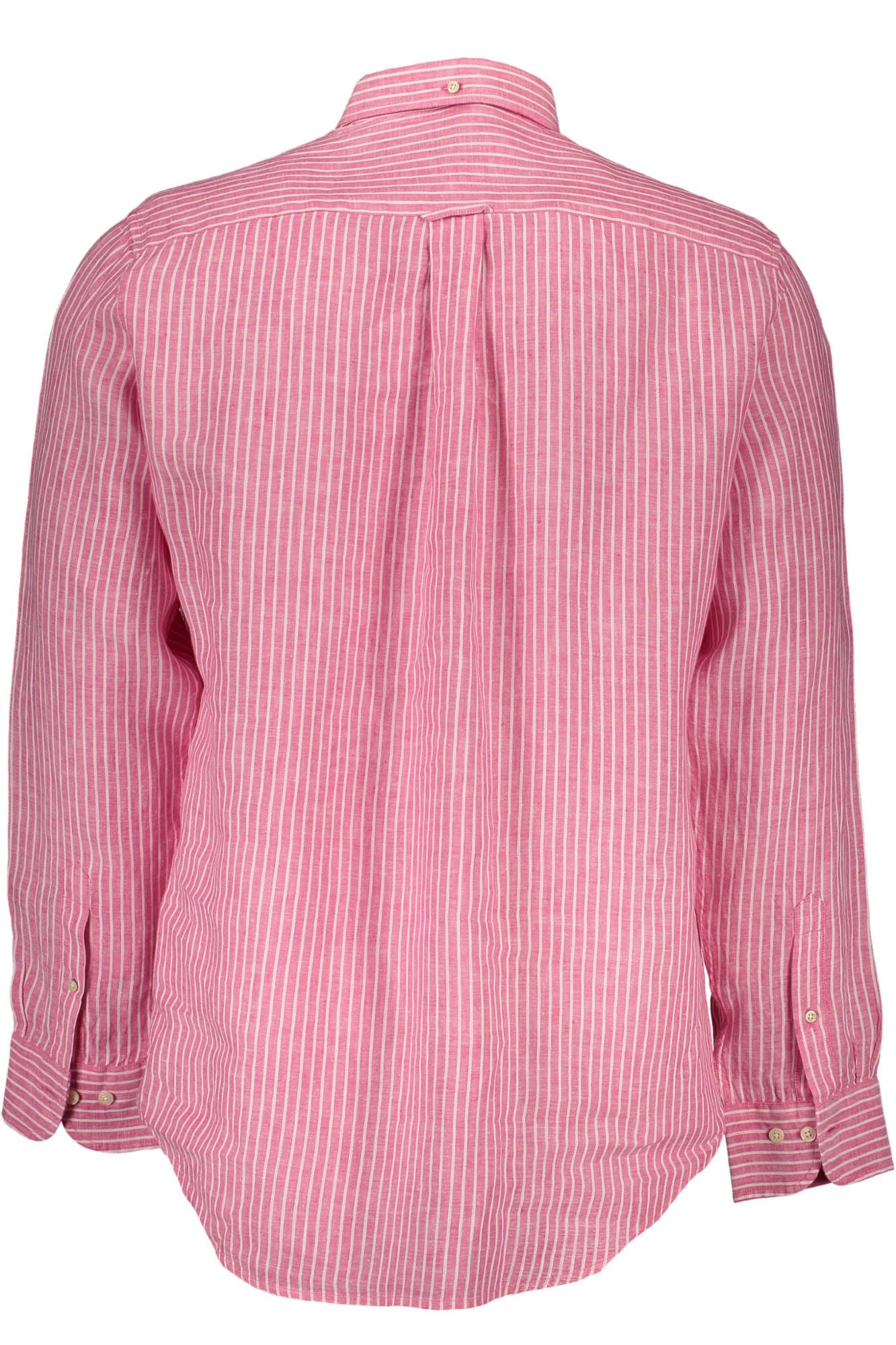 Elegant Pink Linen Button-Down Shirt