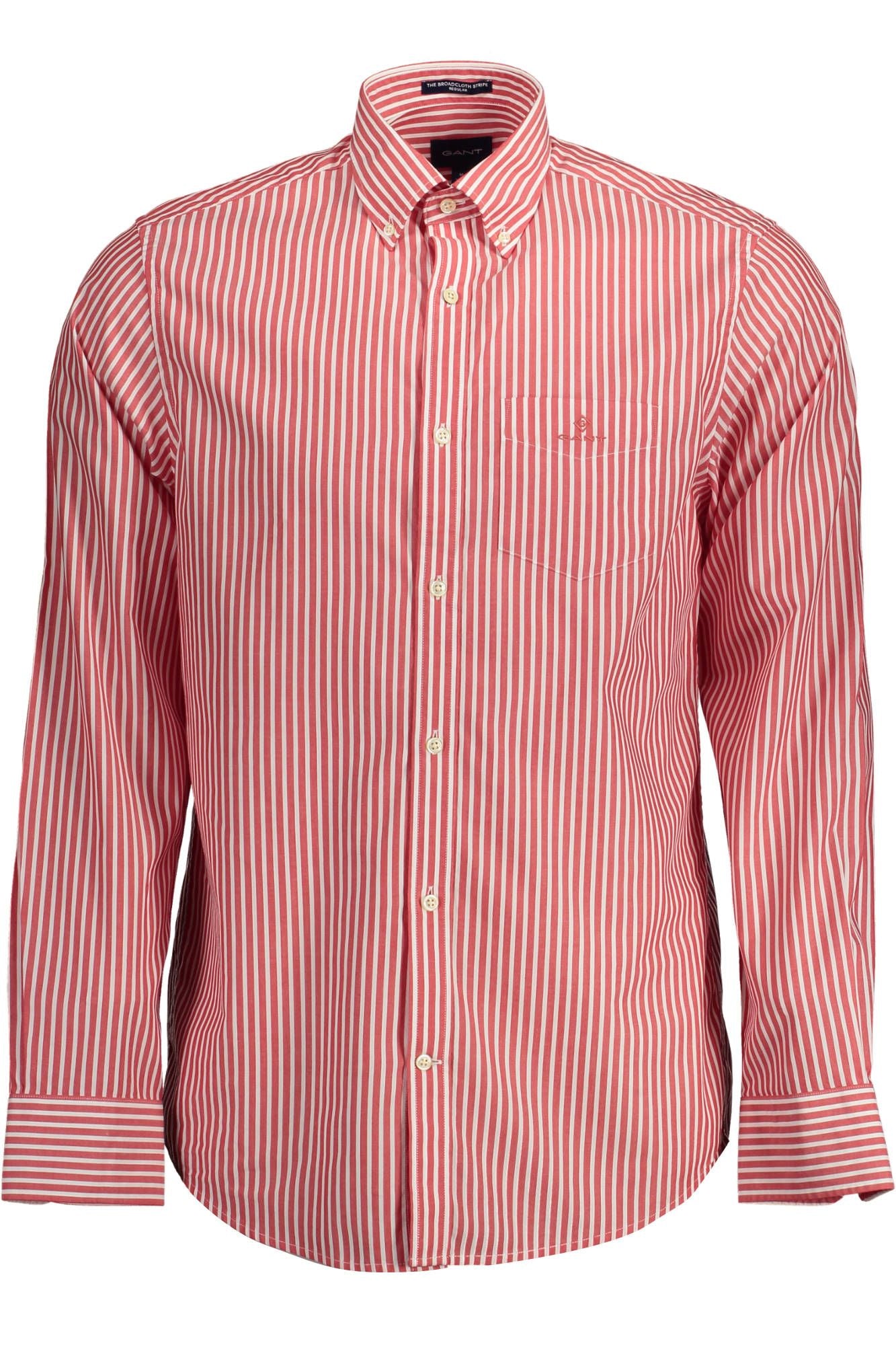 Elegant Red Cotton Button-Down Shirt