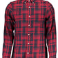 Chic Red Button-Down Slim Shirt