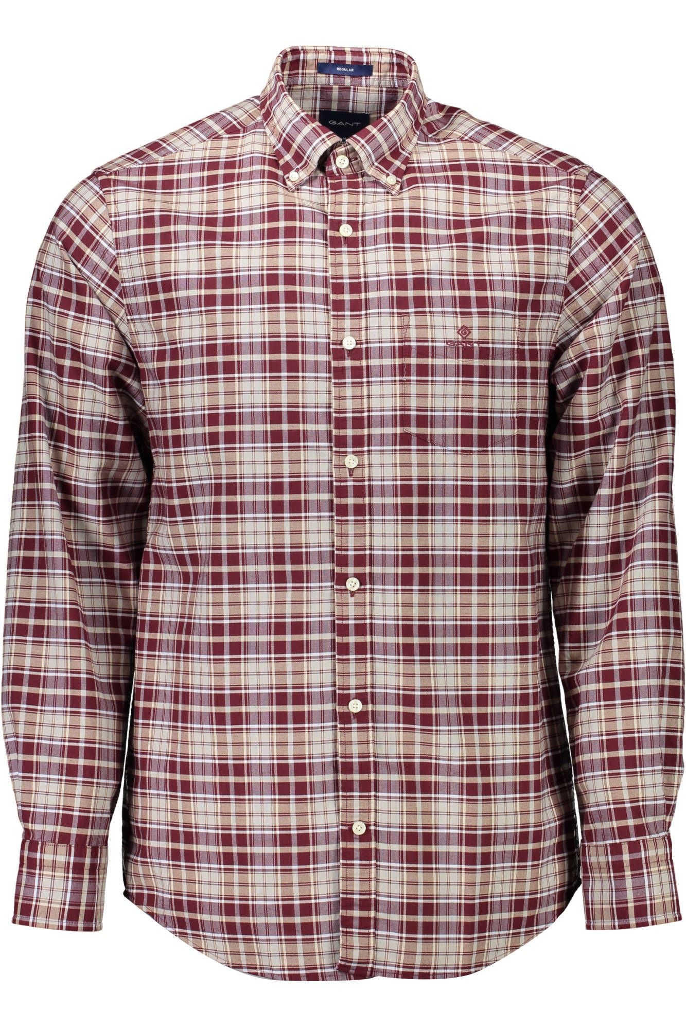 Elegant Red Button-Down Men's Shirt