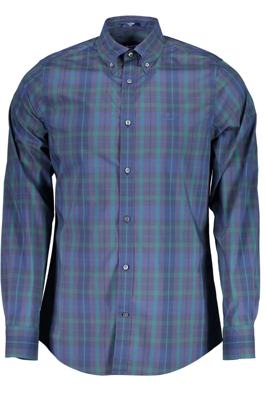 Elegant Green Cotton Slim Shirt for Men