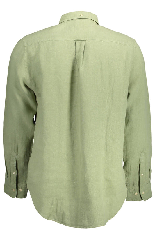 Chic Green Linen Button-Down Shirt