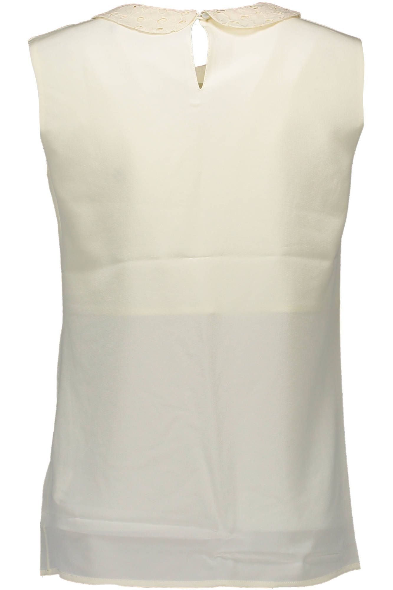 Elegant Silk Tank with Removable Collar in White