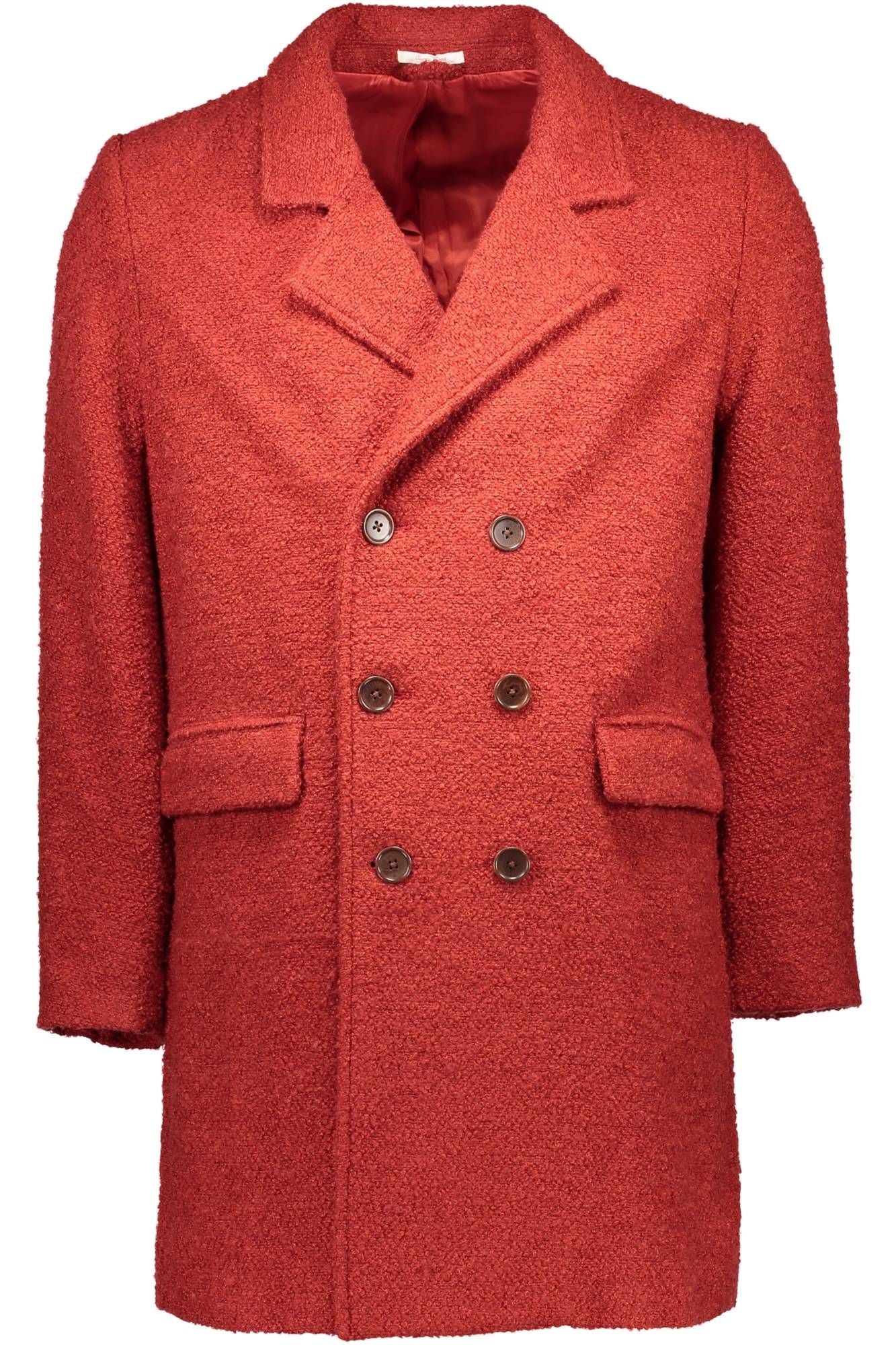 Elegant Red Long Sleeve Buttoned Coat